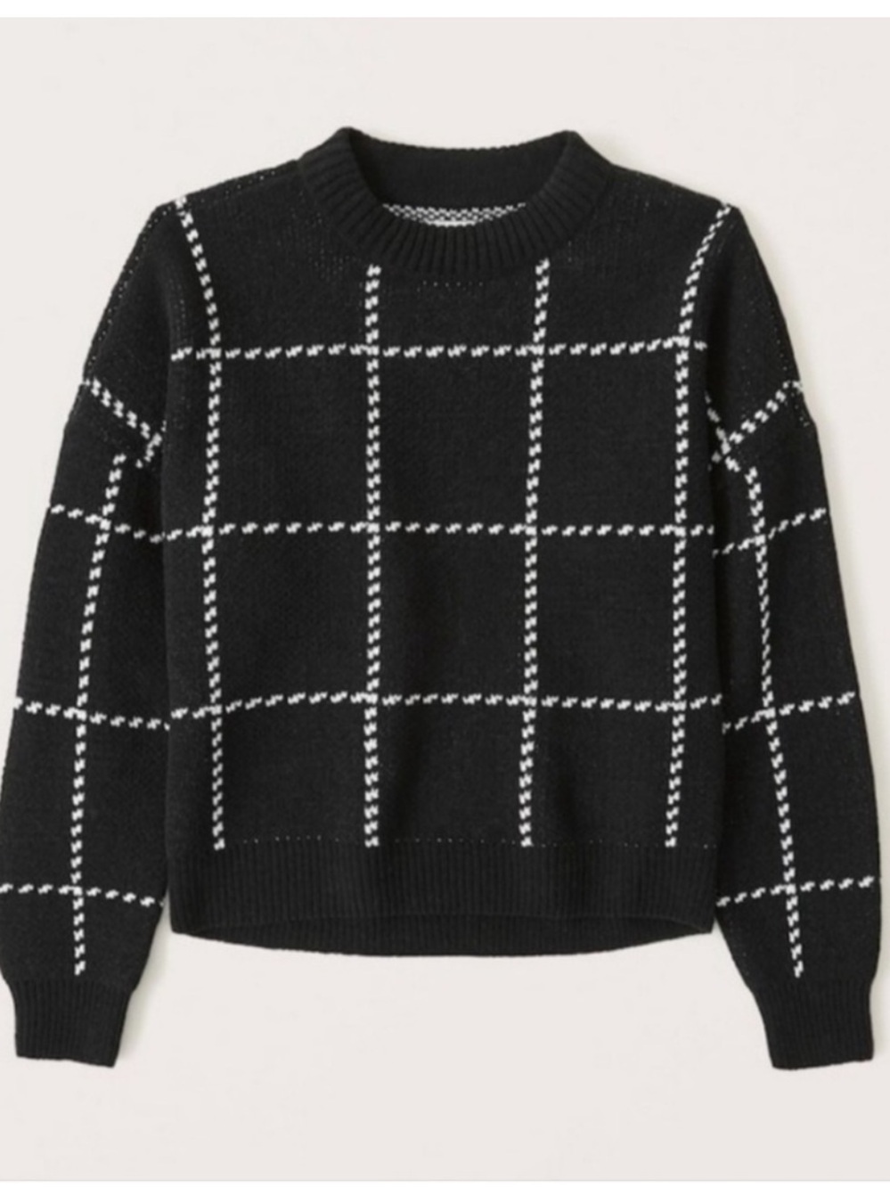 Abercrombie & Fitch Black and White
Windowpane Crewneck Sweater SZ Small